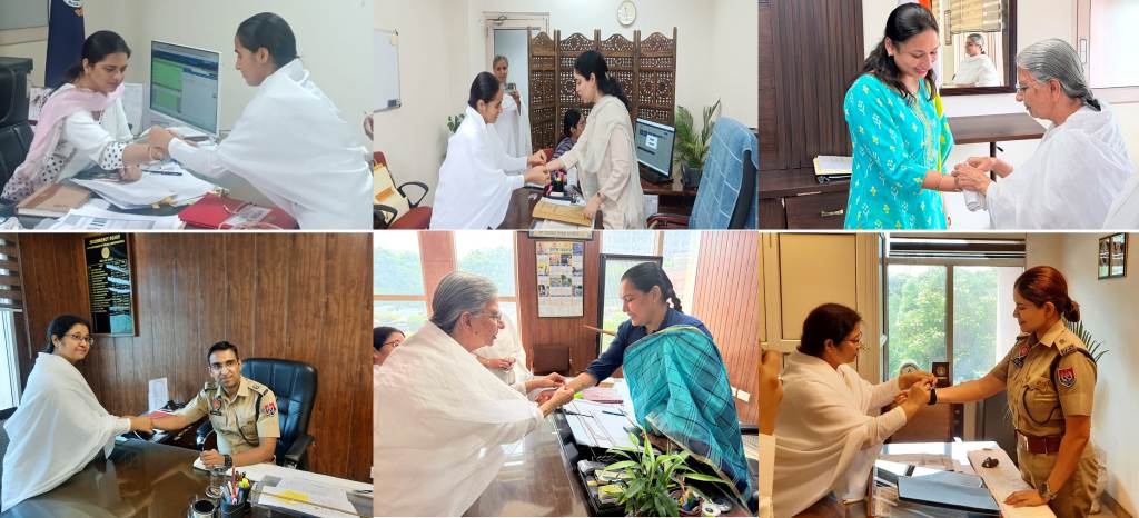 The sacred festival of Raksha Bandhan was celebrated with reverence and enthusiasm by the Brahmakumaris of Mohali